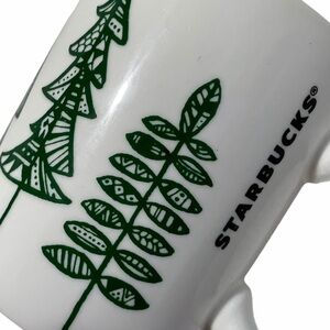 Starbucks 2015 Holiday Mug Green Pine Trees Winter Forest Christmas 12oz